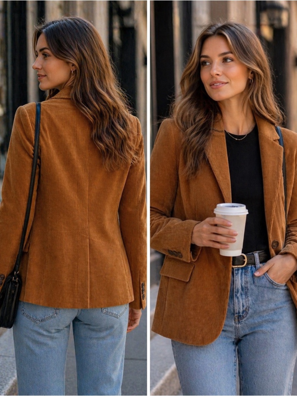 NWOT - Ladies Corduroy Blazer in Camel Brown